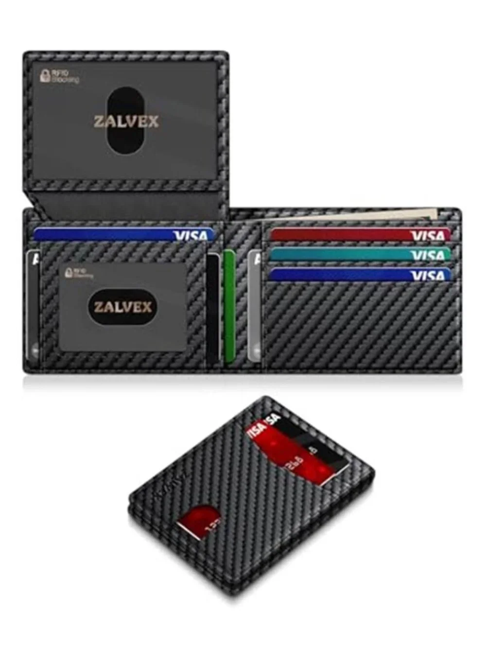 Wallet for Men Slim RFID Blocking Leather Credit Card Holder Wallet for 14 Cards